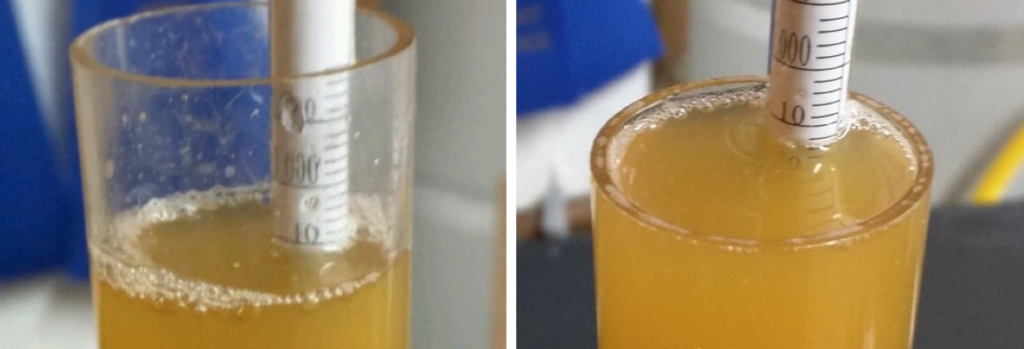 Left: standard mash | Right: thin mash