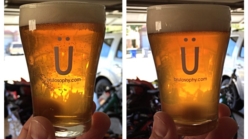 Left: stainless bucket | Right: glass carboy