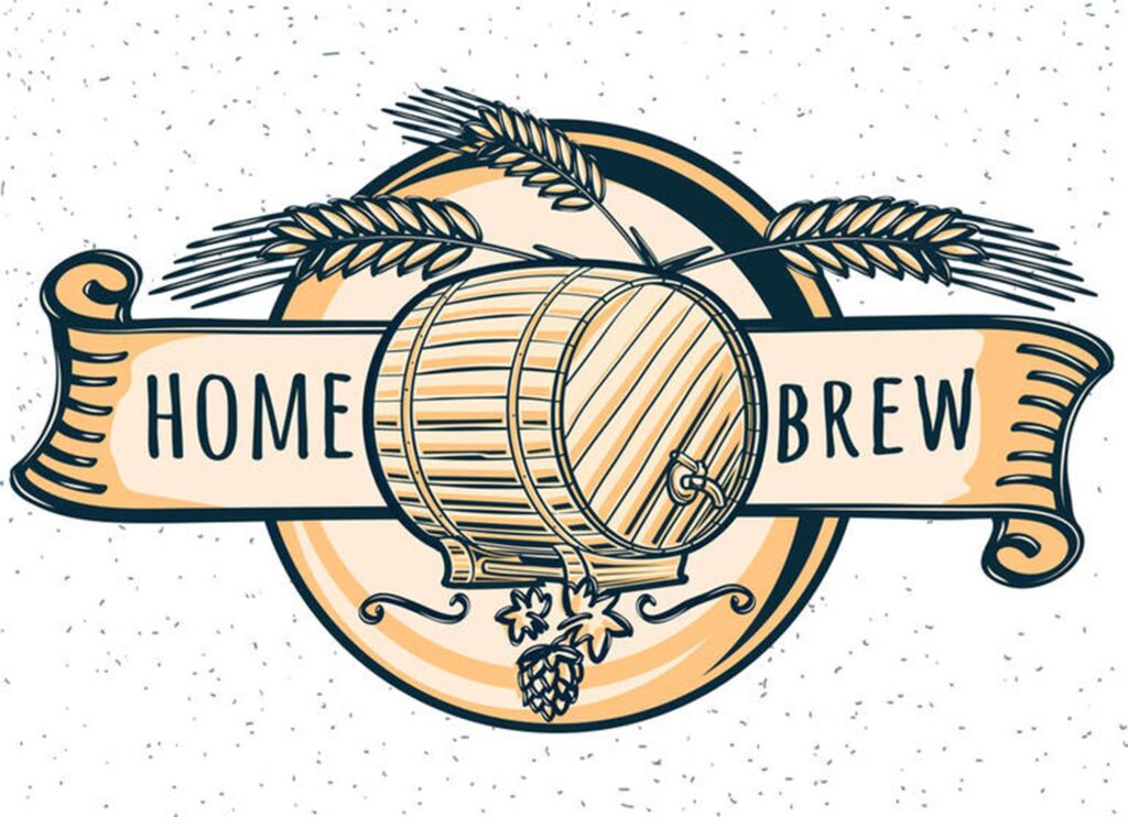 A design featuring a barrel and wheat, symbolizing home brewing