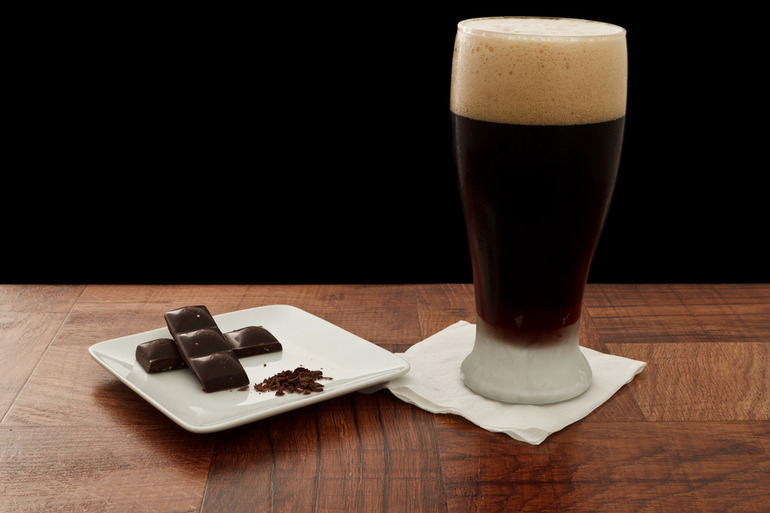 Dark chocolate paired with a homebrewed craft beer