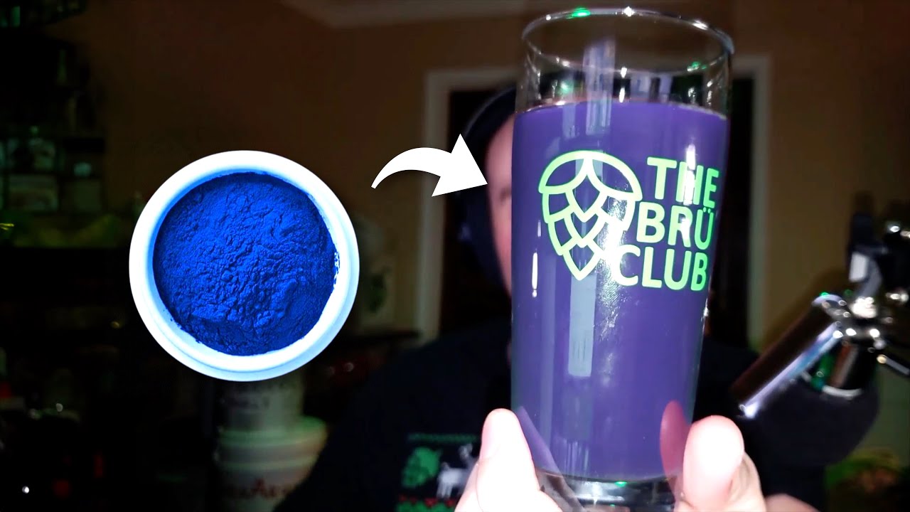 Blue beer made using blue spirulina