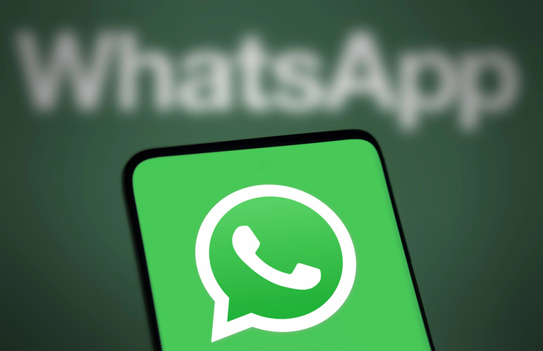 WhatsApp logo displayed on a smartphone screen