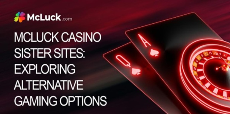 McLuck Casino Sister Sites banner featuring neon-style poker cards and roulette wheel